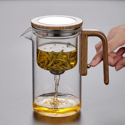 Four Seasons Magnetic Glass Teapot with Wooden Handle