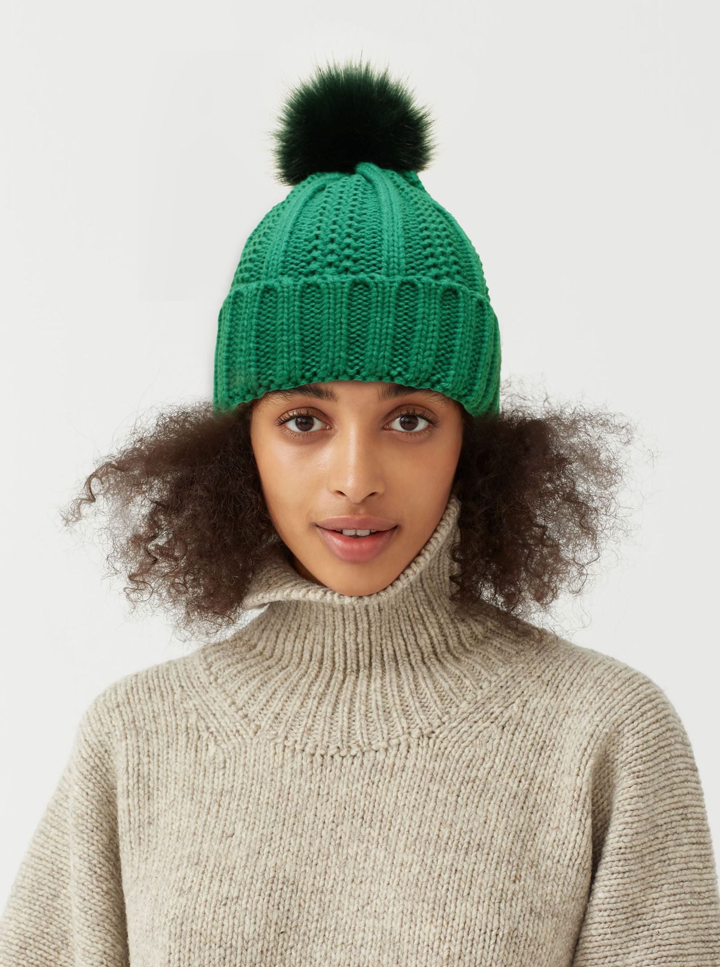 Women’s Winter Pom Beanie with Satin Lining Warm Knit Hat