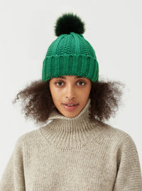 Women’s Winter Pom Beanie with Satin Lining Warm Knit Hat