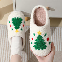 Christmas Cartoon Santa Slippers Warm Furry Cotton Slippers for Men & Women Couples Ticktives