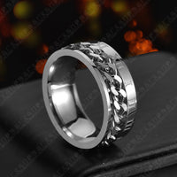 Roman Letter Rotatable Chain Rings Men Digital Titanium Steel