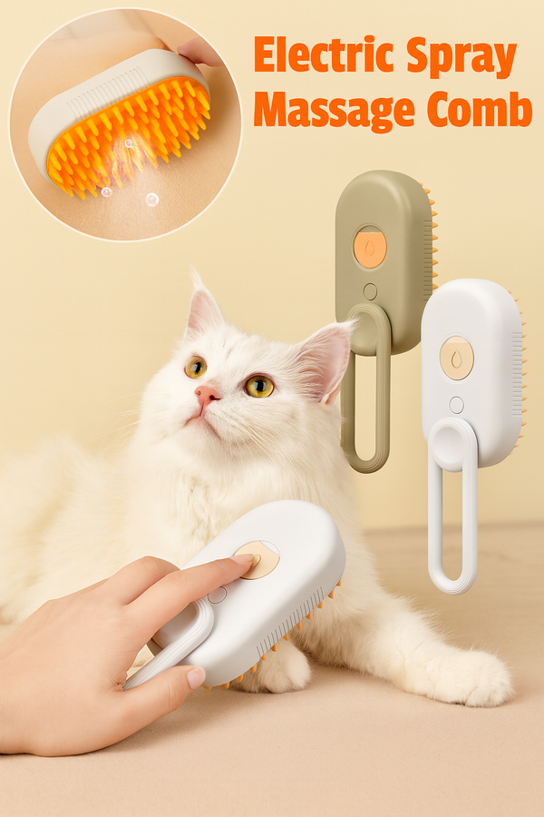 Steam Groom Pro™ – 3-in-1 Electric Pet Grooming Brush