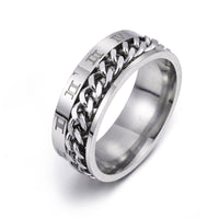 Roman Letter Rotatable Chain Rings Men Digital Titanium Steel