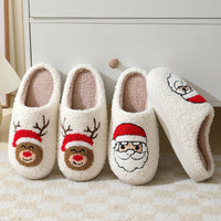 Christmas Cartoon Santa Slippers Warm Furry Cotton Slippers for Men & Women Couples Ticktives