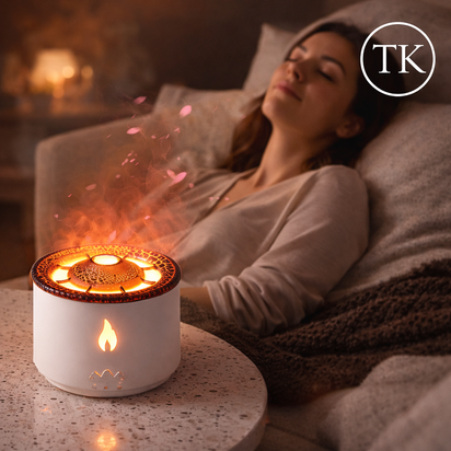 Ring Volcano Humidifier ED Flame Effect Cool Mist Aroma Diffuser for Home & Office