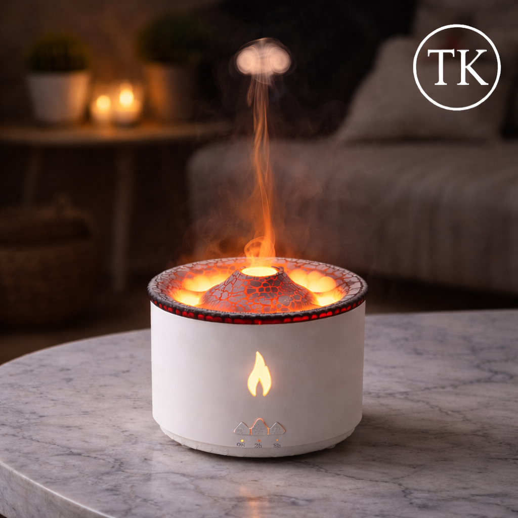 Ring Volcano Humidifier ED Flame Effect Cool Mist Aroma Diffuser for Home & Office
