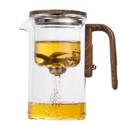Four Seasons Magnetic Glass Teapot with Wooden Handle Ticktives