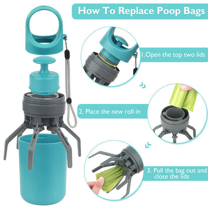 Portable Dog Poop Scooper with Bag Dispenser Ticktives
