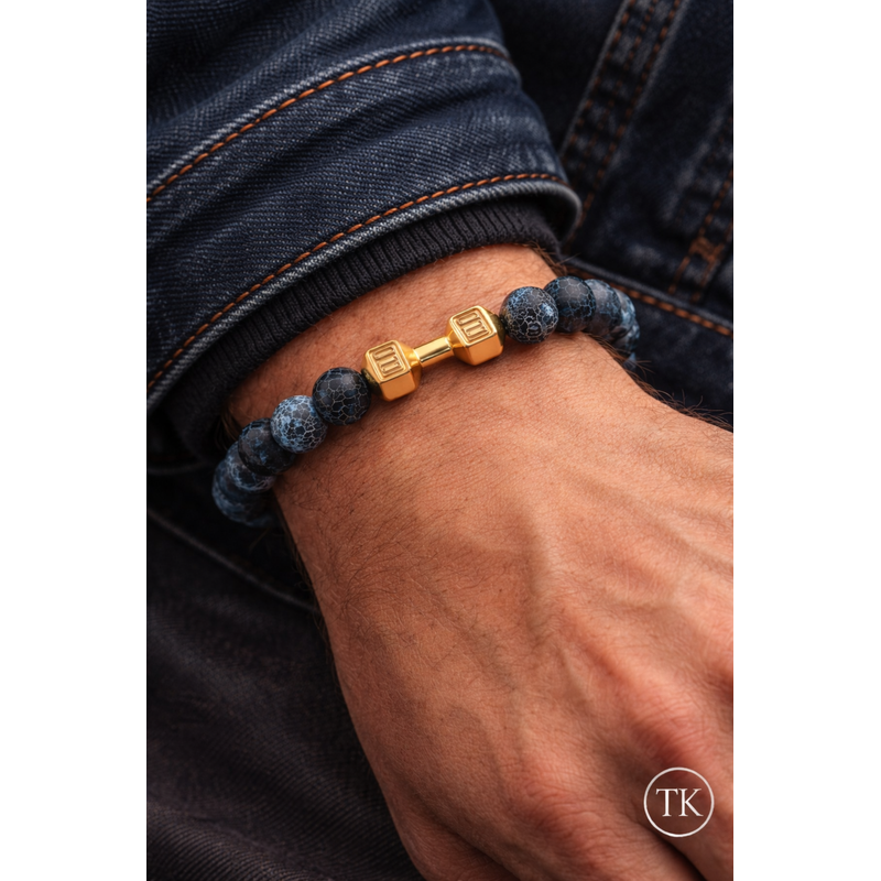 Turquoise Energy Gun Black Electroplated Alloy Barbell Bracelet