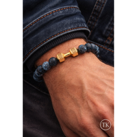 Turquoise Energy Gun Black Electroplated Alloy Barbell Bracelet