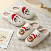 Christmas Cartoon Santa Slippers Warm Furry Cotton Slippers for Men & Women Couples Ticktives