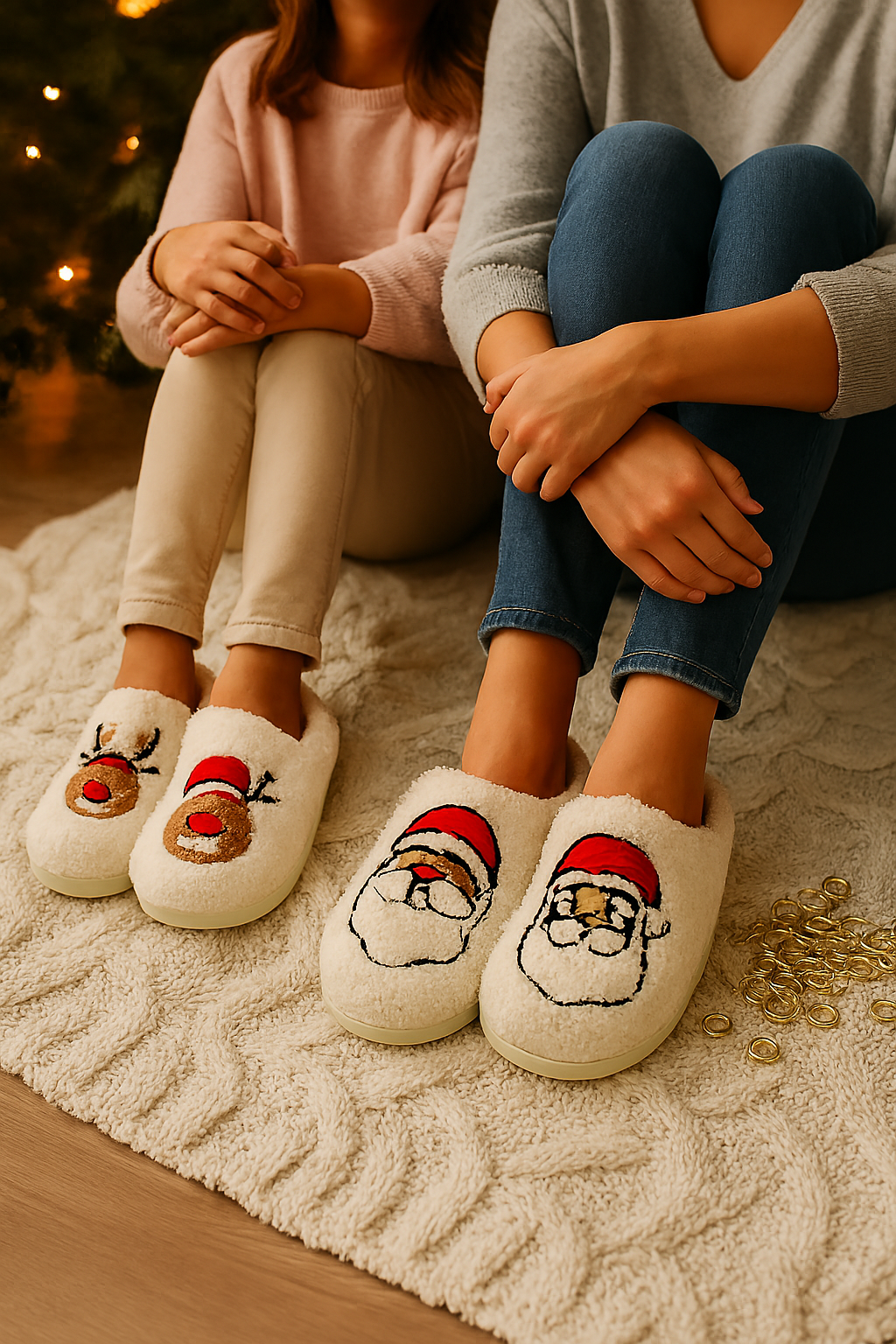 Christmas Cartoon Santa Slippers Warm Furry Cotton Slippers for Men & Women Couples Ticktives
