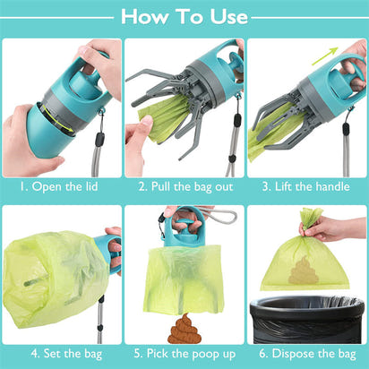 Portable Dog Poop Scooper with Bag Dispenser Ticktives