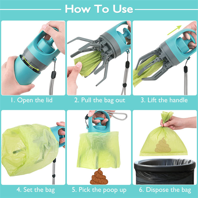Portable Dog Poop Scooper with Bag Dispenser Ticktives