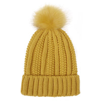 Women’s Winter Pom Beanie with Satin Lining Warm Knit Hat