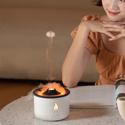 Ring Volcano Humidifier ED Flame Effect Cool Mist Aroma Diffuser for Home & Office