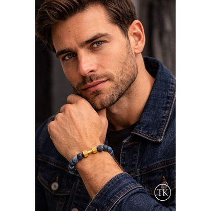 Turquoise Energy Gun Black Electroplated Alloy Barbell Bracelet