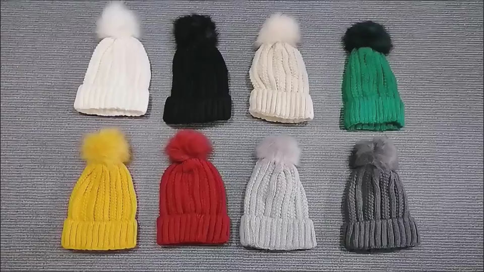 Women’s Winter Pom Beanie with Satin Lining Warm Knit Hat video