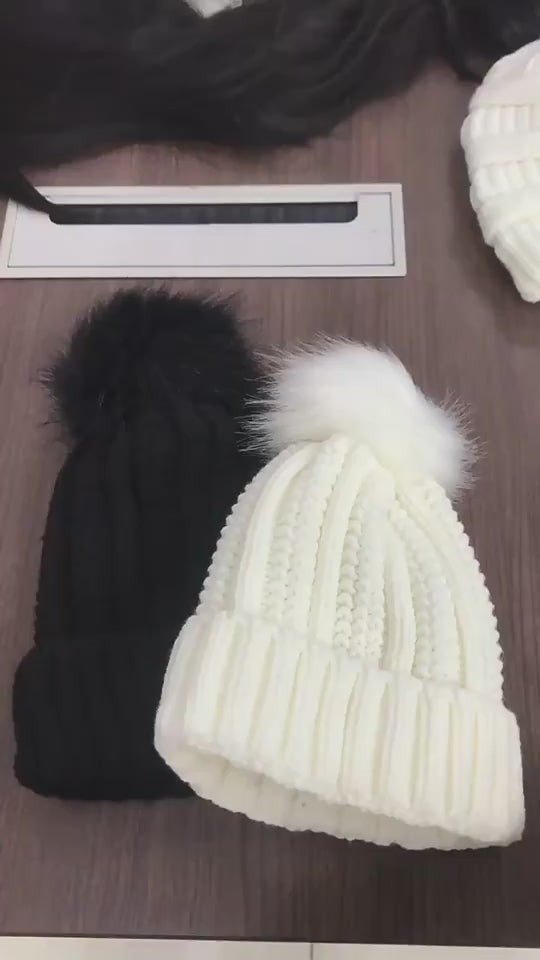 Women’s Winter Pom Beanie with Satin Lining Warm Knit Hat video