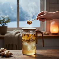 Four Seasons Magnetic Glass Teapot with Wooden Handle