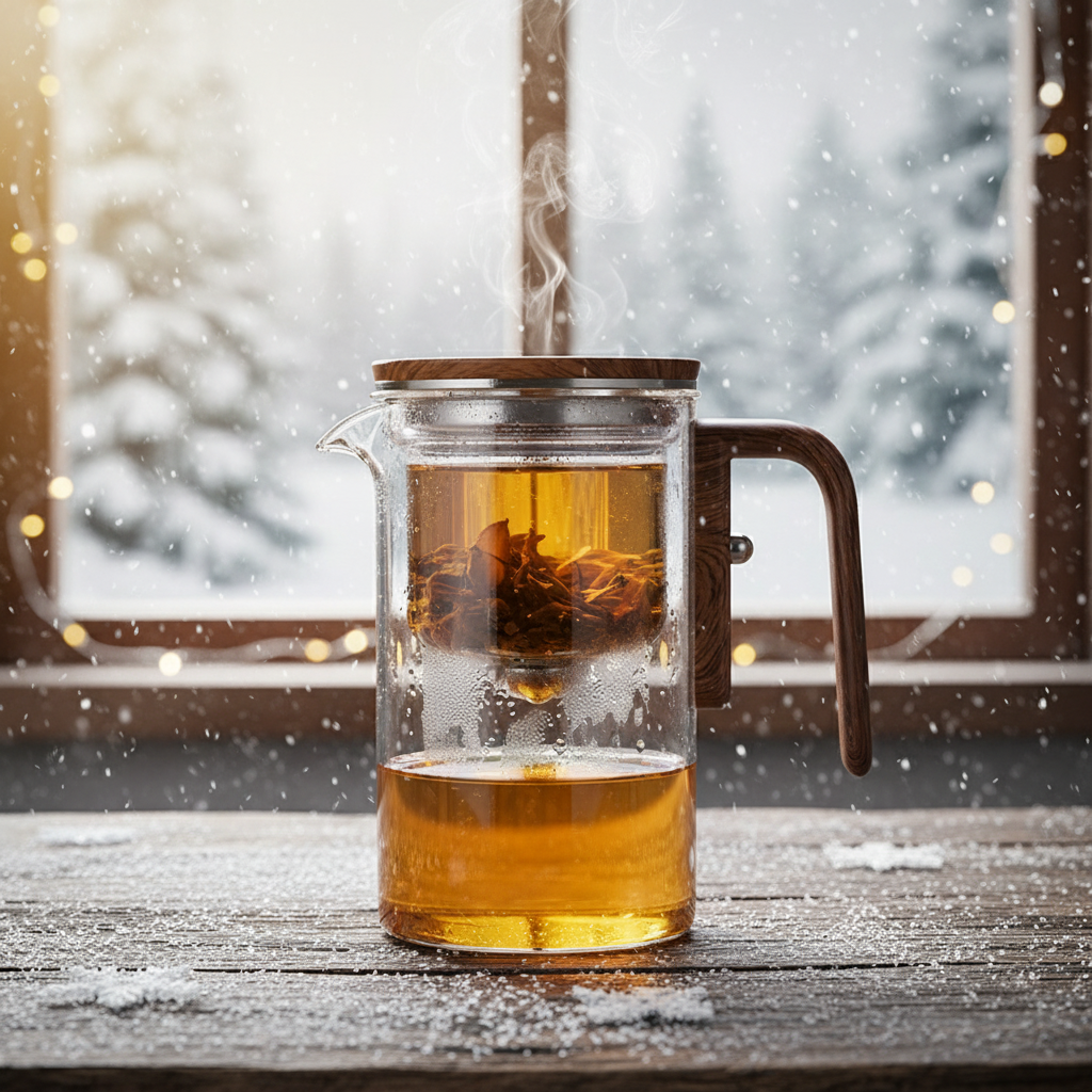 Four Seasons Magnetic Glass Teapot with Wooden Handle